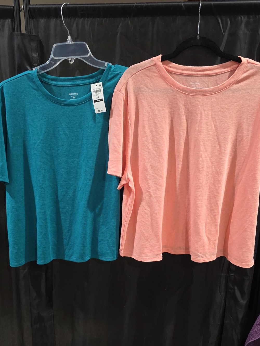 Soft Crewneck Sleep Tee - Teal & Peach